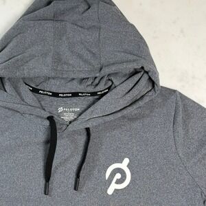 Peloton Hoodie Womens L Gray Performance Logo Sleeve Thumbholes Active